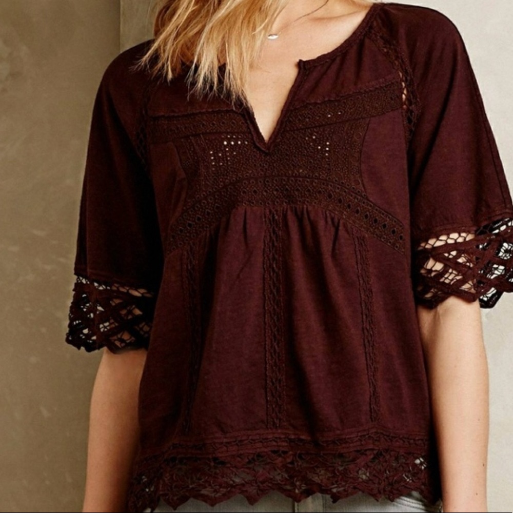 Anthropologie Akemi + Kin Lace Trim Top